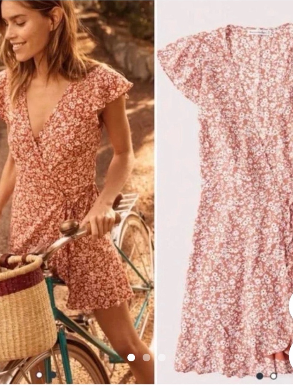 Abercrombie & Fitch Dusty Rose Floral Wrap Mini Dress